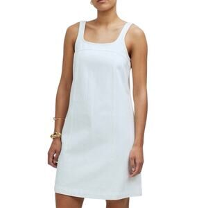 Madewell Denim A-Line Sleeveless Mini Dress Tile White Size 6 NWT